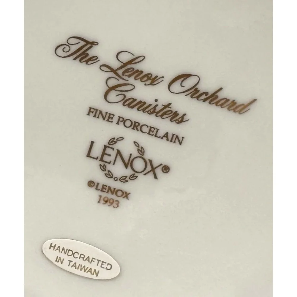 Lenox Ceramic Coffee Canister Orchard Fruit & Floral Design w/Lid Fine Porcelain